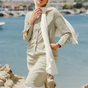 Olive Green Modest Shirt Dress
